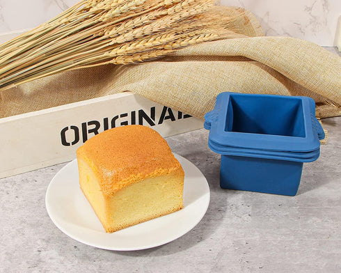 Webake Silicone Square Mold 3x3 Inch Mini Cake Pan for Individual Portion Baking Molds for Pastry, Ice Cube, Jelly, Soap, Candle, Pack of 4...