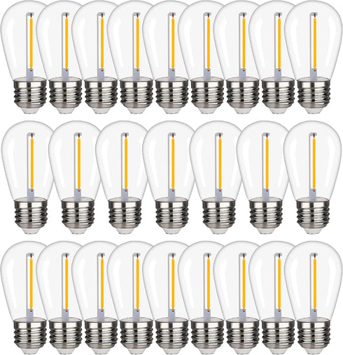 S14 Outdoor String Light Bulbs, Shatterproof Replacement Bulbs, 1W Equivalent to 10W, Waterproof 2200K Warm White Led Light Bulbs, E26 Base 25 Pac...