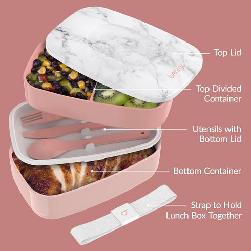 Bentgo Classic - Adult Bento Box, Stackable 3-Compartment Lunch Box with Removable Utensil Set and Sealing Strap, BPA-Free, Food Container Ideal f...