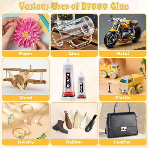 B7000 Rhinestone Glue, 4Pcs B-7000 Jewelry Glue,B7000 Glue Clear with Precision Tip,Super Adhesive Fabric Glue for Jewelry Craft Gem Cell Phone Re...