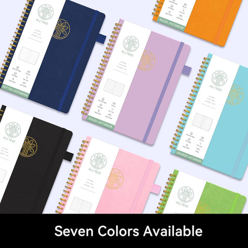 Alltree Lined Journal Notebook, Spiral Notebook for Work, Journal for Women & Men, A5 Medium, Spiral Notebook with Tabs, Pen Loop, Pocket, Sticker...