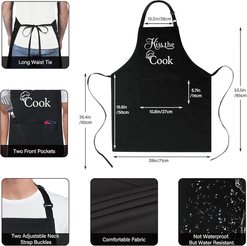 Xornis 100% Cotton Funny Apron with 2 Pockets for Men Women BBQ Grilling Adjustable Bib Black Aprons Gifts Cooking Kitchen...