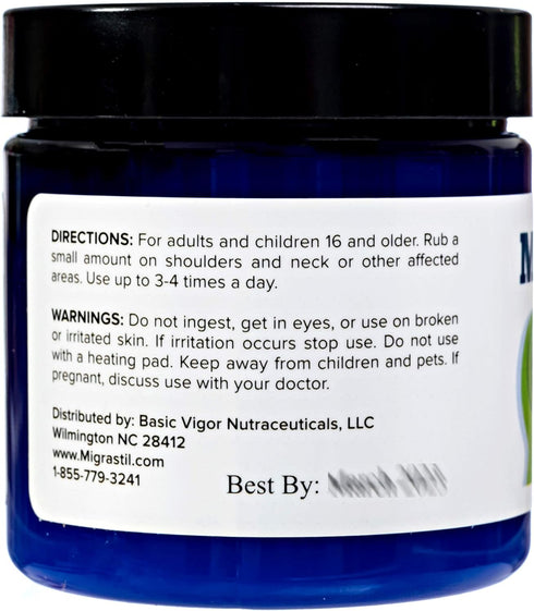 Basic Vigor Migrastil Soothing Neck & Shoulder Cream - Fast-Acting & Powerful - Non-Greasy Topical Cream (4 oz.) Made in The USA...