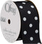 Offray 945889 1.5" Wide Grosgrain Ribbon, Black and White Polka Dot, 3 Yards...