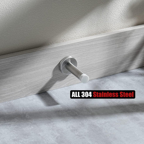 JQK Door Stopper, 304 Stainless Steel Thicken 1mm Sound Dampening Door Stop Bumper Wall Protetor 1 Pack, Brushed, DSB5-WN...