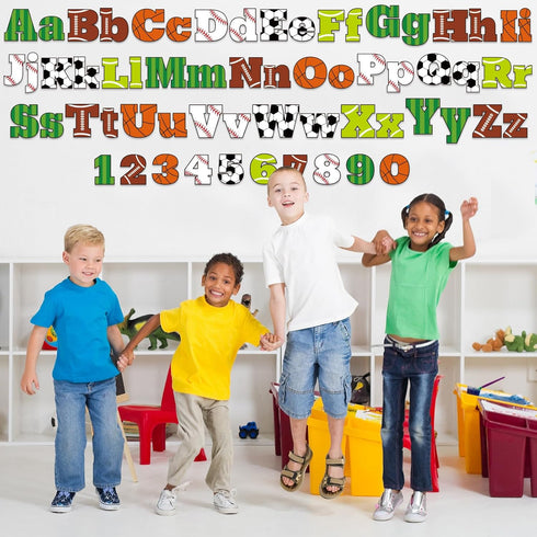 260pcs Sports Bulletin Board Letters for Classroom 4” Letters Combo Pack Set Football Soccer Classroom Decorations Alphabet Numbers Symbols Cutout...