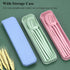 4 Sets Travel Utensils with Case, Cutlery Set Chopsticks Fork Spoon Knife with Case, Reusable Plastic Utensils Sets for Lunch Box Accessories,Port...
