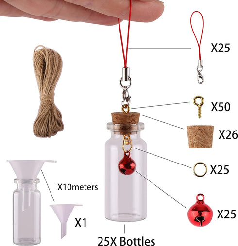 25pcs Small Glass Bottles with Cork Stoppers DIY Art Craft Storage 10ml Mini Glass Vials,Tiny Jars for Wedding Party Favors Home Decoration with C...