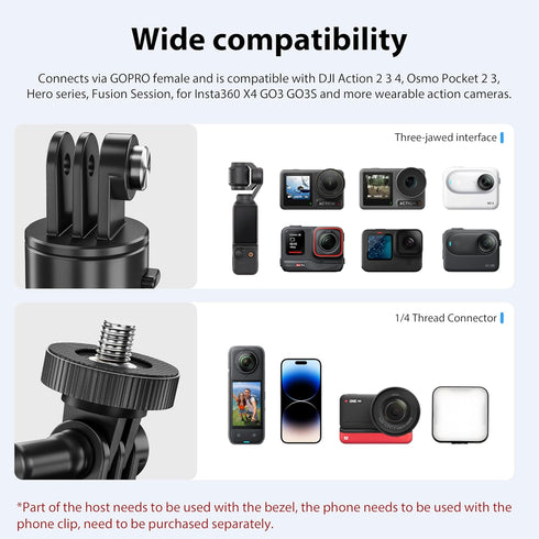 STARTRC OSMO Pocket 3 360° Rotation Magnetic Backpack Clip Mount Shoulder Strap Expansion Adapter Accessories for DJI Pocket 3/OSMO Pockt/Action C...