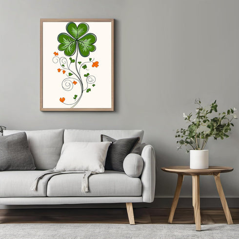 Posterizer 1 pcs-minimalist four-leaf clover sweet design poster 1-Floral & Botanical Art- Gift for Men Women Entrepreneur Teens -Chic Home Decor-...