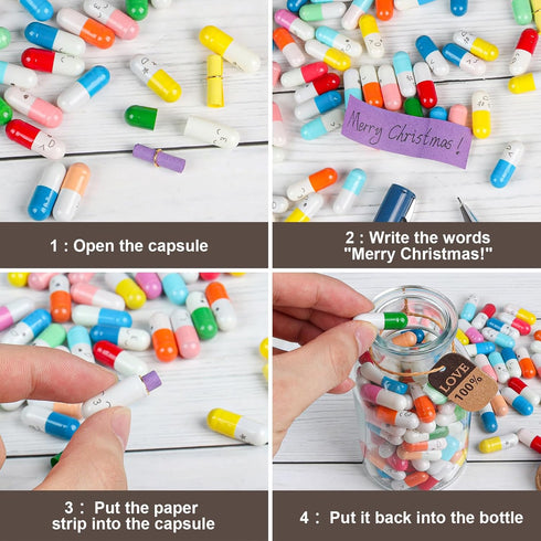 Capsule Letters Message in a Bottle -101pcs Love Pills Gifts for Boyfriend and Girlfriend Wife Friends. (Mixed Color 101PCS)...