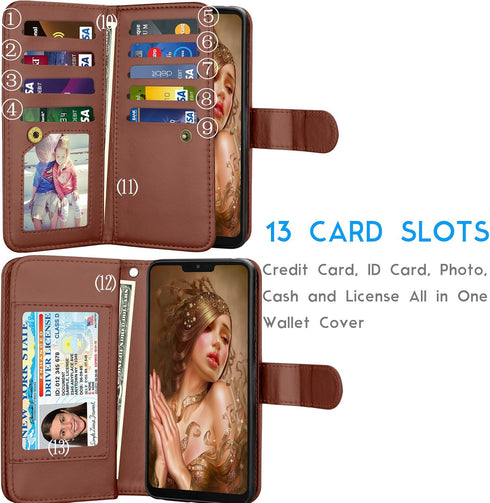 Tekcoo Wallet Case for LG G7 / LG G7 ThinQ, PU Leather Luxury ID Cash Credit Card Slots Holder Purse Carrying Folio Flip Cover [Detachable Magneti...