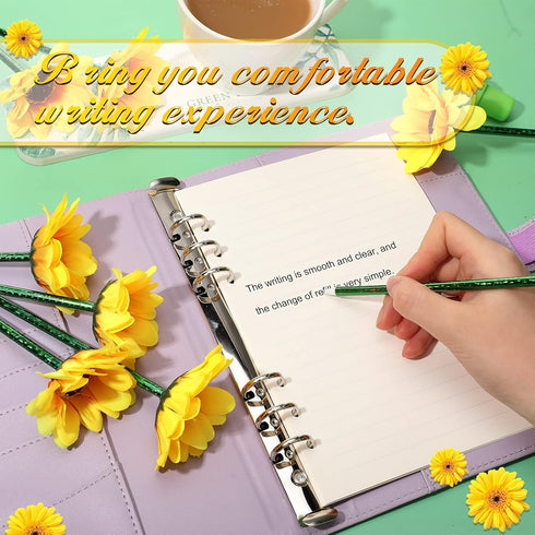 Chinco Sunflower Pens Artificial Flowers Ballpoint Pens Creative Sunflower Gel Ink Pen 0.7mm Flower Writing Pen for School Office Home, Kid Teache...