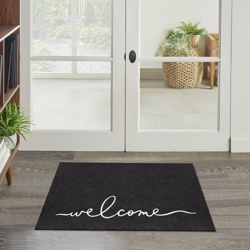 Welcome Mats for Front Door Outdoor Indoor Non Slip Doormat Super Absorb Mud Easy to Clean Entrance Mats for Home,Patio,High Traffic Areas Black...