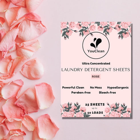 (50 loads) 25 Laundry Liquidless Detergent Sheets - Travel/College/Daily Use - Powerful/Hypoallergic/Eco-friendly/Biodegradable (Rose)...