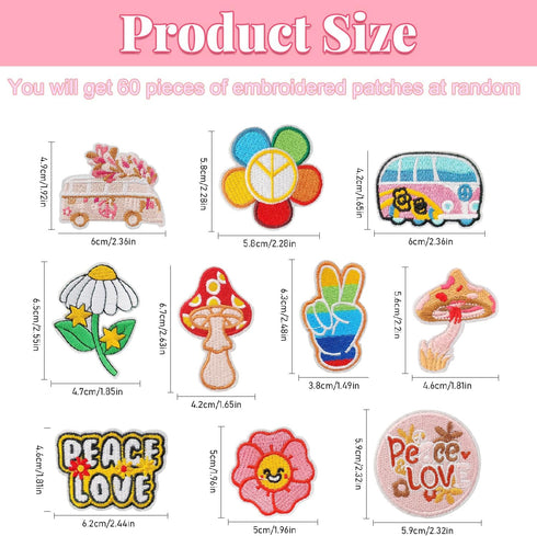 AXEN 60PCS Embroidered Iron on Patches DIY Accessories, Random Assorted Decorative Patches, Cute Sewing Applique for Jackets, Hats, Backpacks, Jea...