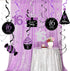 Sweet 16 Birthday Decorations Purple Silver Black for Women/Girl 16th Birthday Party Decorations Purple Silver Black Foil Hanging Swirls Decoratio...