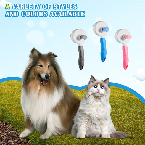 pet brush, pet brush for cats and dogs, removes loose undercoat and smoothes hair, stainless steel needles, self-cleaning button upgraded version,...