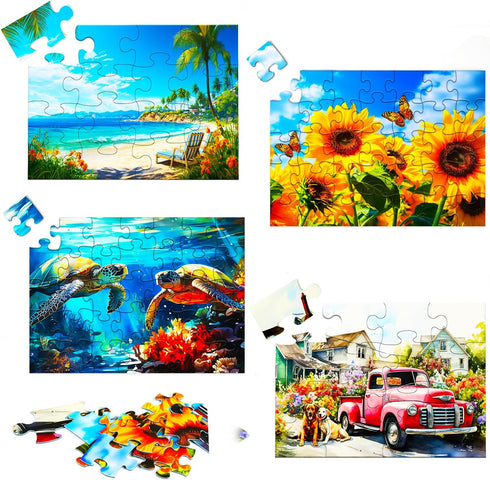 4 Pack (2 x 16 & 2 x 35)Large Piece Puzzles for Seniors, 4 Style Dementia Puzzles for Elderly, Jigsaw Puzzles Gift for Dementia Alzheimer's Produc...