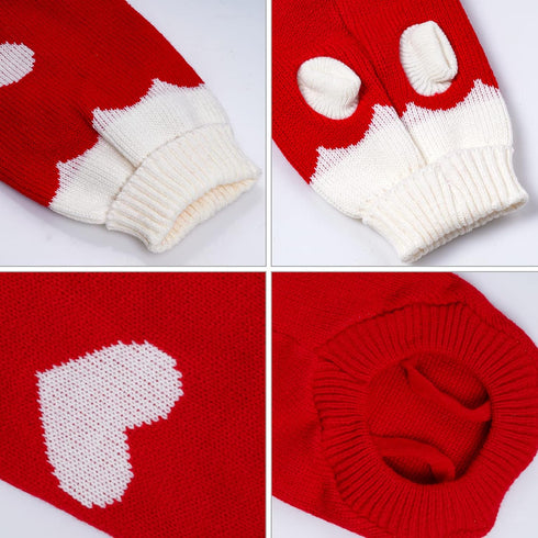 Pet Dog Knitted Sweaters Knitwear Turtleneck Pajamas Soft Winter Warm Puppy Valentine Clothing Christmas Clothes Heart Doggie Apparel for Cats Dog...
