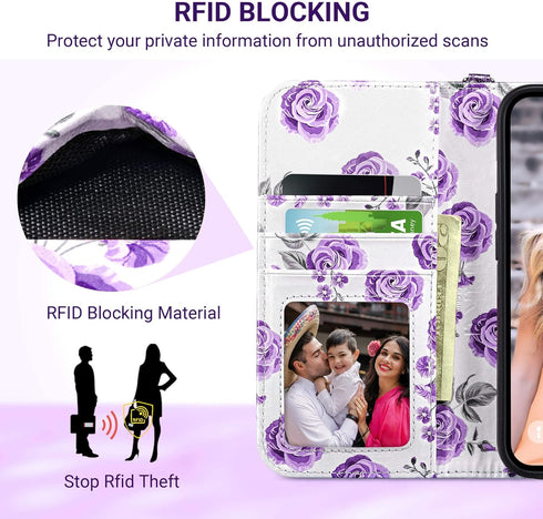 ULAK Compatible with iPhone 13 Wallet Case for Women, Premium PU Leather Flip Cover with Card Holder, Kickstand Feature Protective Purse Case for ...