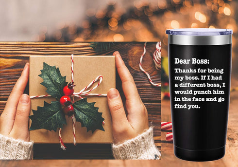 AMZUShome Thanks For Being My Boss Travel Mug Tumbler.Boss Day Gifts Office Gifts.Moving Appreciation Retirement Birthday Christmas Gifts For Men ...