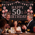 Trgowaul 50th Birthday Decorations for Women - Rose Gold 50th Birthday Banner Backdrop 50th Birthday Party Suppiles Photography Supplies Backgroun...