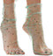Magic Mint Frost: Women Sheer Slouch Tulle Socks | Shiny Glitter Novelty Decorated Loose Socks with Stars & Moon - Ankle High 1 Pair (US sizes 5-8...