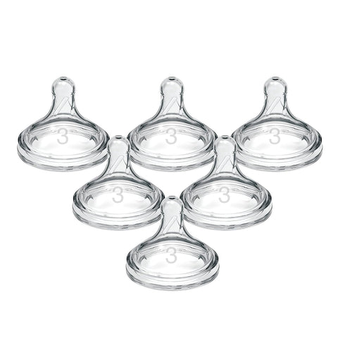 Dr. Brown's Natural Flow Level 3 Wide-Neck Baby Bottle Silicone Nipple, Medium-Fast Flow, 6m+. 100% Silicone Bottle Nipple, 6 Count (Pack of 1)...