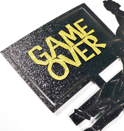 Game Over Cake Topper for Wedding Party Decorations, Funny Bride and Groom Cake Decor, Wedding Reception, Engagement Party Supplies (Double-sided ...