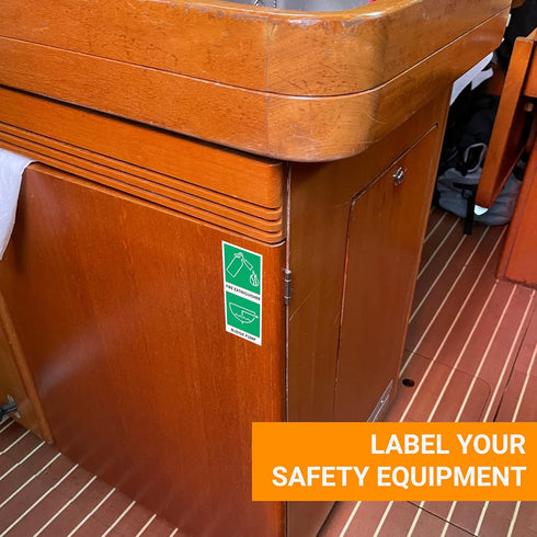 | Safety chart & stickers for boats | Emergency plan, indoor and outdoor labels | For marine/boat safety equipment | Find your gear with adhesive ...