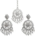 Silver Toned Indian Headpiece Maang Tikka With Earrings For Women...
