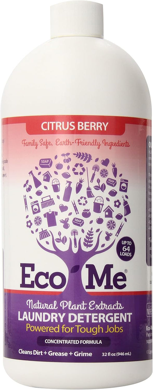 Eco-me Plant Based Concentrated Laundry Detergent, Clear Citrus Berry 32 Fl Oz (Pack of 1)...