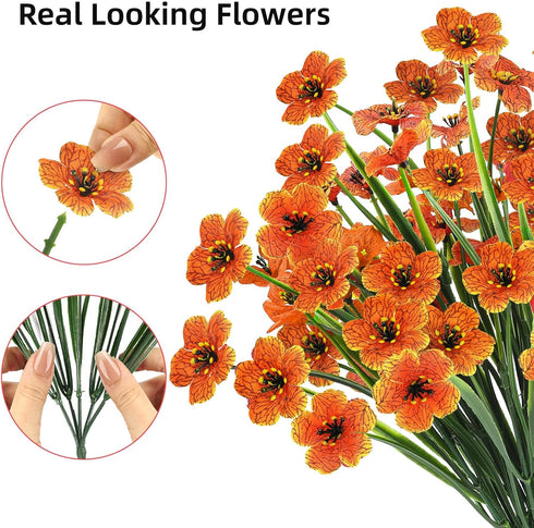 MACTING 6 Bundles Artificial Fall Flowers, UV Resistant Fake Mums, Faux Thanksgiving Flowers for Vase Window Planters Patio Porch Home Indoor Outd...