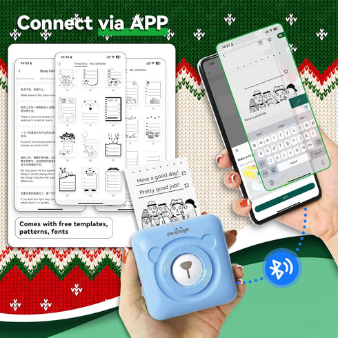 A6 Mini Printer, Portable Thermal Printer, Mini Sticker Printer, Bluetooth Connected Phone, Compatible with iOS and Android, Printable Labels, Rec...