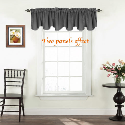 Turquoize Blackout Curtain Valances for Kitchen Windows/Bathroom/Bedroom Privacy Decorative Rod Pocket Short Scalloped Window Valance Curtains, 52...