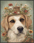 Posterizer 1 pcs- Brown dog with flowers on its head-Art for Animal Lovers-Floral Botanical Art- Gift for Men Women Entrepreneur Teens-Decor for H...