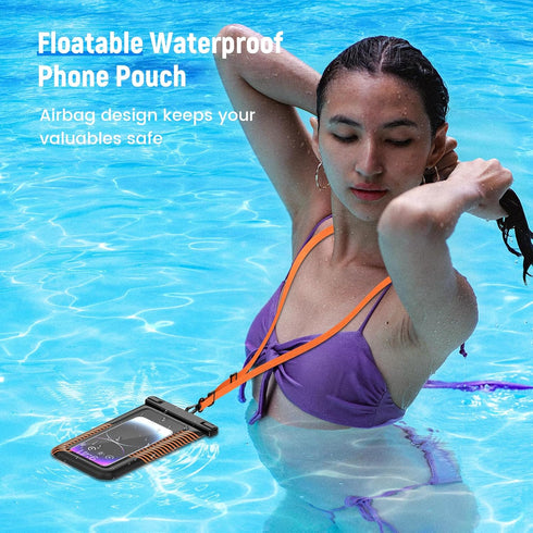 Large IPX8 Floating Waterproof Phone Pouch Up to 9.0", 2 Pack Waterproof Phone Case Dry Bag with Detachable Lanyard for iPhone 15/14/13 Pro Max/Ga...