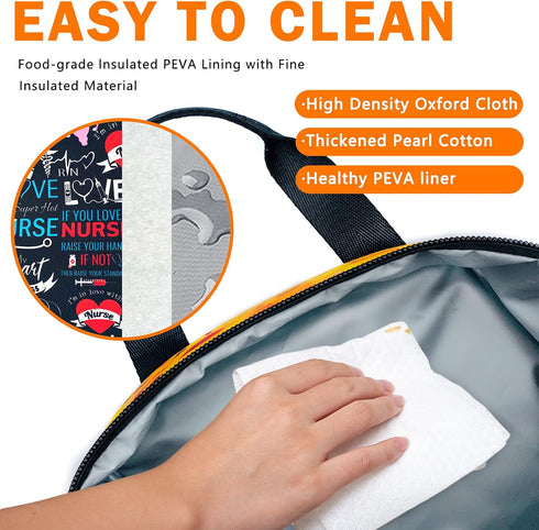 Nurse Lunch Bag Insulated Lunch Box Small Lunch Tote Bags with Water Bottle Holder, Adjustable & Removable Shoulder Strap Lunch Box for Women Men...