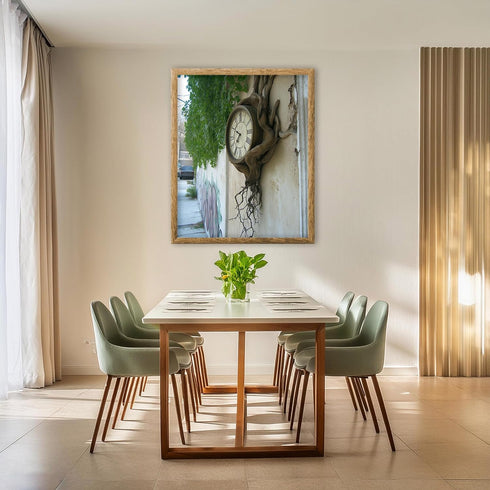 Posterizer-surreal street art scene-melting classic clock -2-Abstract & Modern Art Gift for Street Art, Mural Fans Living Room Bedroom Decor- unfr...