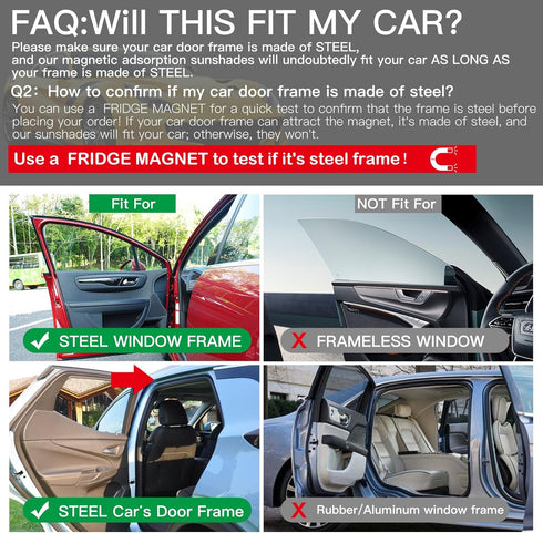 Ovege Car Side Window Sun Shade Car Curtain Pleated Silky Suction Magnetic (Black-Opaque, Front Seat 2pcs)...