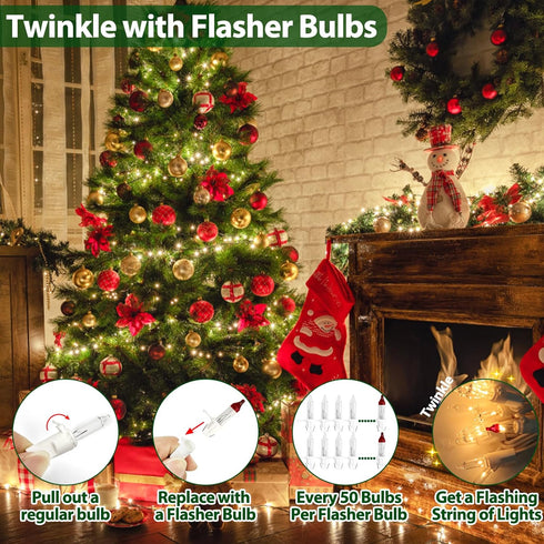 Clear Christmas Lights 25FT 100 Incandescent Bulbs Warm White Mini Lights with White Wire for Christmas Tree, Garland, Thanksgiving, Wedding, Part...
