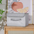 Small Fabric Storage Bin with Lid & Handle Foldable Cotton Linen Storage Basket Rectangular Cube Box Decorative Lidded Home Organizer Clothes Blan...