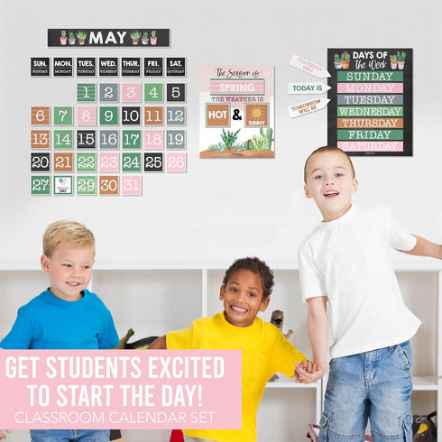 Hadley Designs Cactus Classroom Calendar Set Bulletin Board Sets for Teachers - School Calendar for Classroom, Classroom Calendar Bulletin Board S...