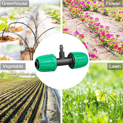 Drip Irrigation Fittings, 15 Pcs Lock Barbed Tee for 1/2 to 1/4 Inch Vinyl Tubing, Drip Line Parts 3-Way Tees Irrigation Connectors for Drip Sprin...