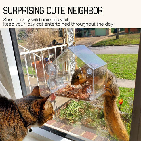 Window Bird Feeder for Outside with Strong Suction Cups, Fits for Cardinals, Finches, Chickadees etc....