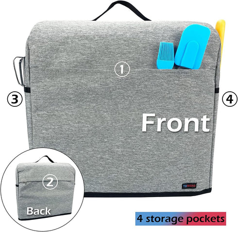 Stand Mixer Dust-proof Cover with Organizer Bag for Kitchenaid Mixer, Multi Pockets for Various Kitchen Appliance Accessories (Grey, 4.5 - 5 Quart...