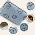 Cosmetic Bag 3PCS Pencil Pouch Smiley Face Bag Corduroy Cosmetic Bag Aesthetic Women Handbags Purses (BLUE)...