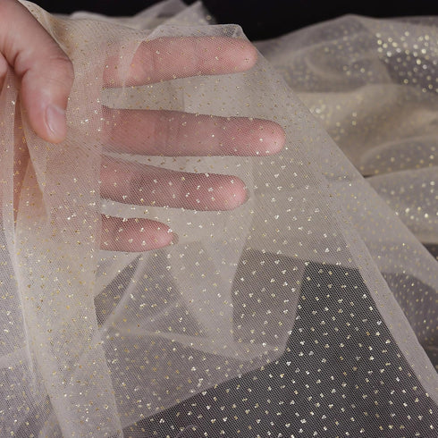 60" x 4 Yards Champagne Glitter Tulle Fabric Sequin Tulle Roll Bolt for Sheer Bridal Veil Wedding Arch Backdrop Decor Tutu Skirts DIY Sewing Craft...