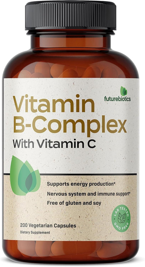Futurebiotics Vitamin B Complex with Vitamin C Supports Energy Production, Nervous System & Immune Support - Non-GMO, 200 Vegetarian Capsules...